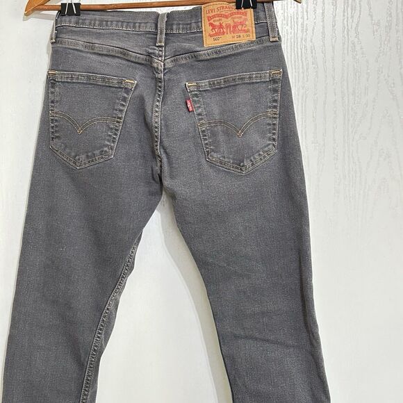 Vintage Levis 502 Jeans Mens Straight 28x30 Light Gray skater Button Fly Stretch - Picture 8 of 16